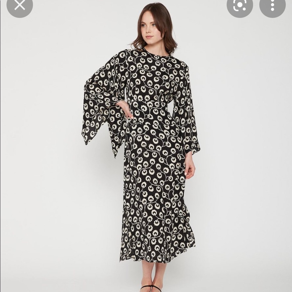 RIXO Black and White Midi Dress